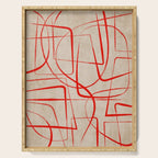 Bold Red Lines Artwork Beige Background  Serving Tray Gallery Image 1