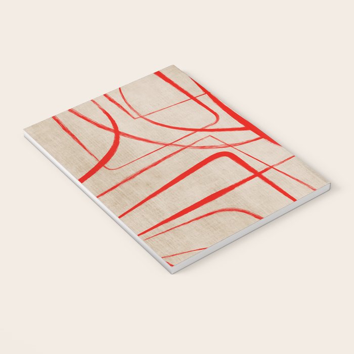 Bold Red Lines Artwork Beige Background  Notebook Gallery Image 3