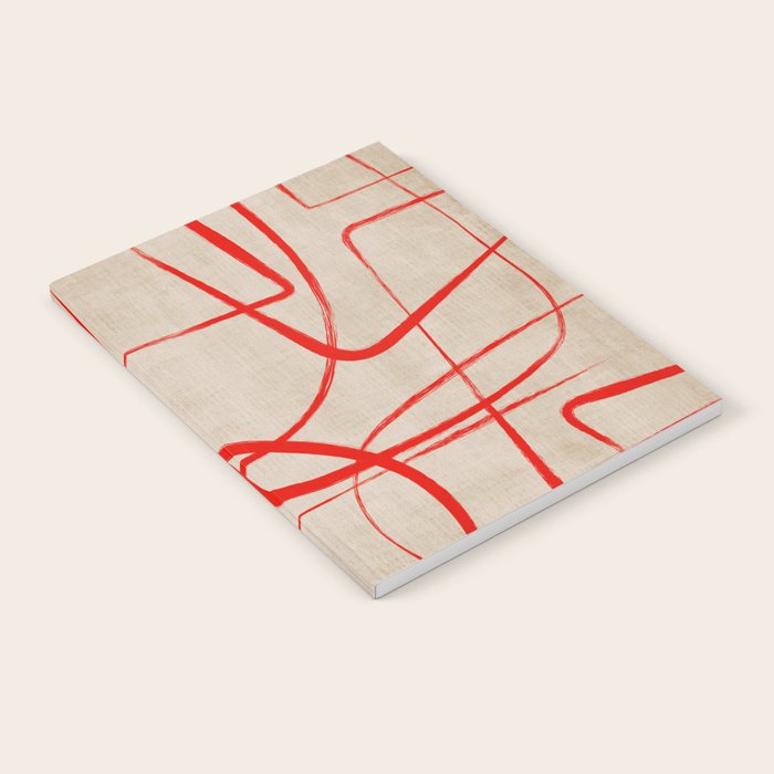 Bold Red Lines Artwork Beige Background  Notebook Gallery Image 1