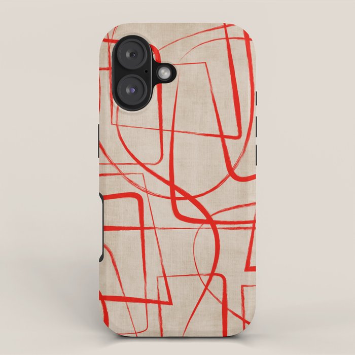 Bold Red Lines Artwork Beige Background  iPhone Case Gallery Image 1