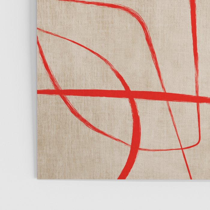 Bold Red Lines Artwork Beige Background  Poster Gallery Image 3