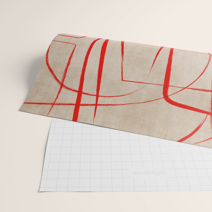 Bold Red Lines Artwork Beige Background  Wrapping Paper Gallery Image 2