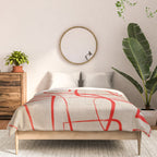Bold Red Lines Artwork Beige Background  Comforter Gallery Image 3
