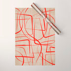 Bold Red Lines Artwork Beige Background  Wrapping Paper Gallery Image 1