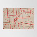 Bold Red Lines Artwork Beige Background  Rug Gallery Image 2