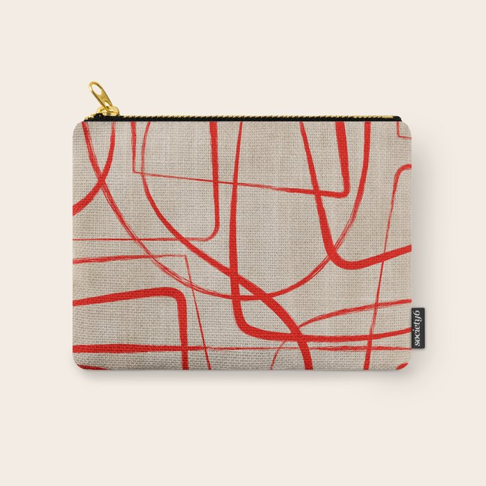 Bold Red Lines Artwork Beige Background  Carry All Pouch Gallery Image 1