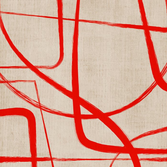 Bold Red Lines Artwork Beige Background  Coffee Mug Gallery Image 2