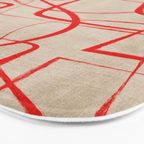 Bold Red Lines Artwork Beige Background  Bath Mat Gallery Image 3