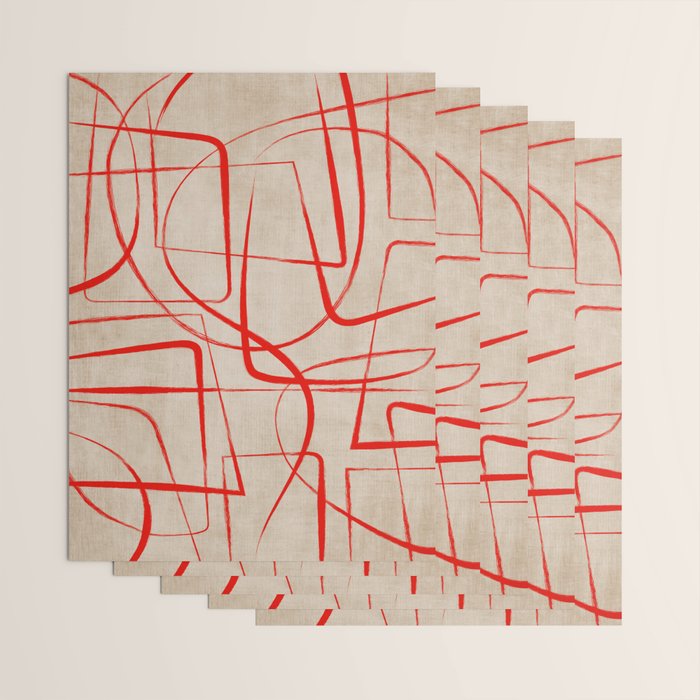 Bold Red Lines Artwork Beige Background  Wrapping Paper Gallery Image 3