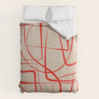 Bold Red Lines Artwork Beige Background  Comforter Gallery Image 6