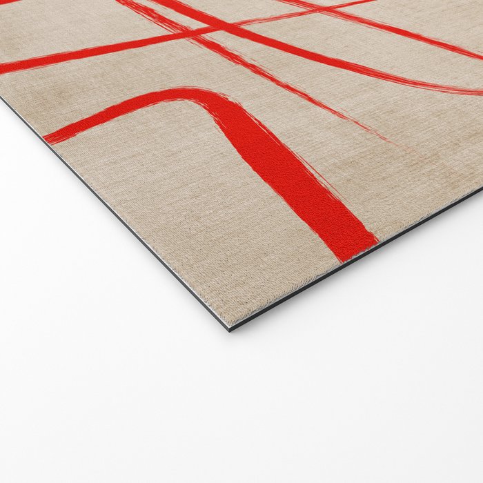 Bold Red Lines Artwork Beige Background  Welcome Mat Gallery Image 2