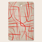 Bold Red Lines Artwork Beige Background  Cutting Board Gallery Image 1