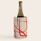 Bold Red Lines Artwork Beige Background  Wine Chiller Gallery Image 1