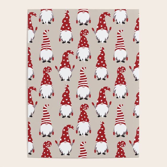 Christmas Gnomes Polka Pattern Poster Gallery Image 1