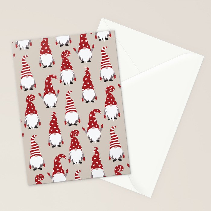 Christmas Gnomes Polka Pattern Stationery Card Gallery Image 2