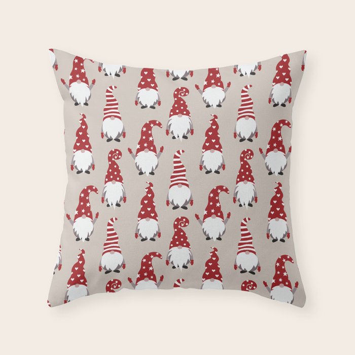 Christmas Gnomes Polka Pattern Throw Pillow Gallery Image 6