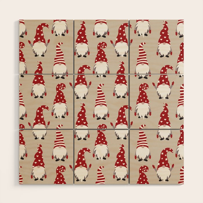 Christmas Gnomes Polka Pattern Wood Wall Art Gallery Image 1
