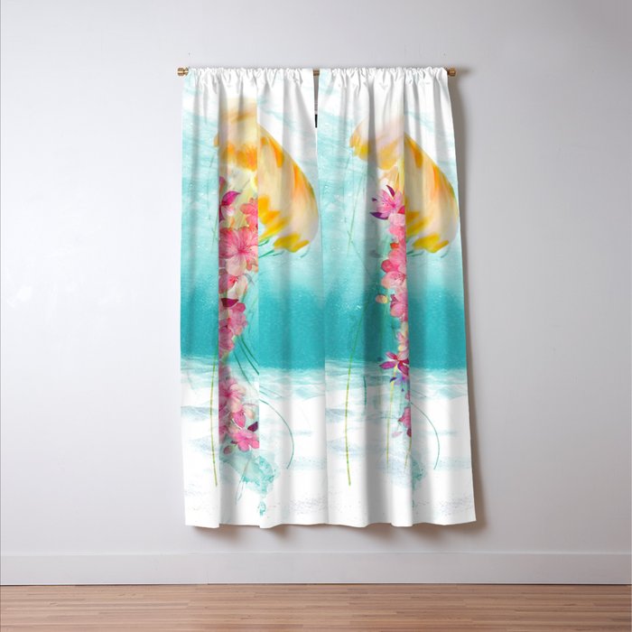 Jellyfish with Flowers Window Curtain Gallery Image 3