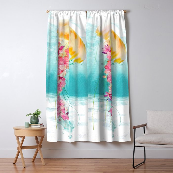 Jellyfish with Flowers Window Curtain Gallery Image 5