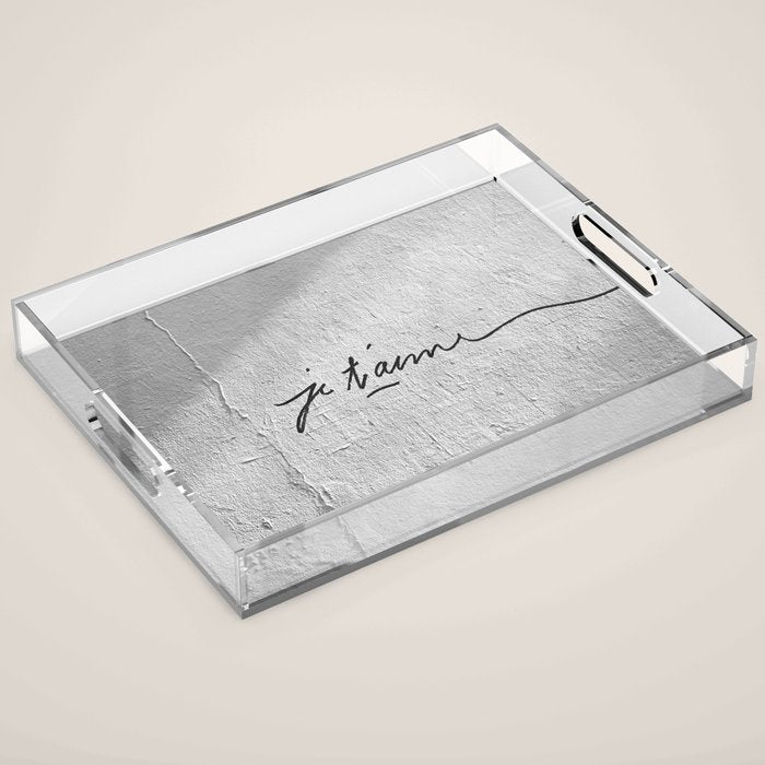 Je t'aime - Love Graffiti Art Print in France - Romantic Bedroom Decor Acrylic Tray Gallery Image 1