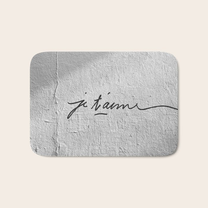 Je t'aime - Love Graffiti Art Print in France - Romantic Bedroom Decor Bath Mat Gallery Image 1