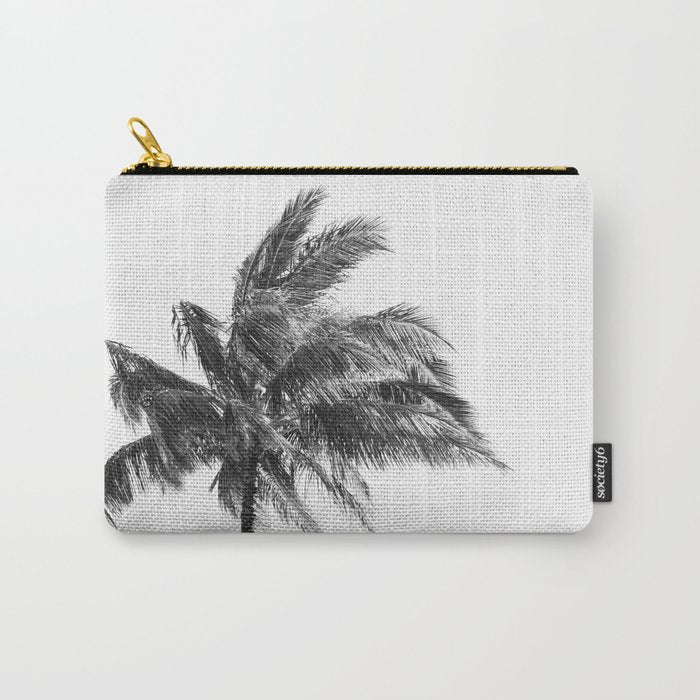 Maui Palm Tree - Black and White Photography Carry All Pouch Gallery Image 1