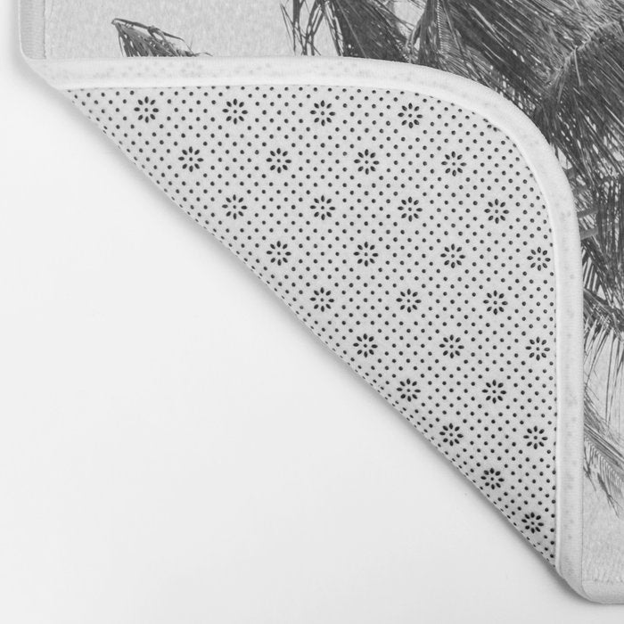 Maui Palm Tree - Black and White Photography Bath Mat Gallery Image 2