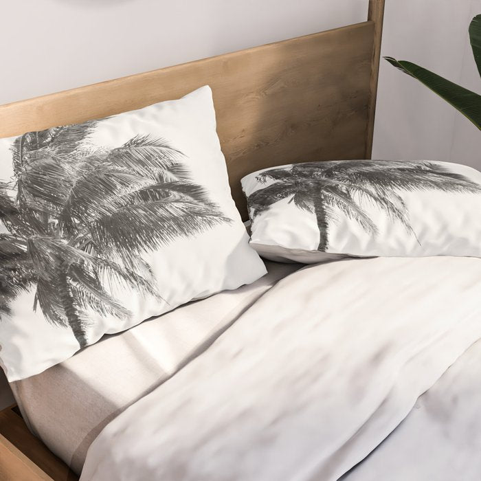 Maui Palm Tree - Black and White Photography Pillow Sham Gallery Image 2