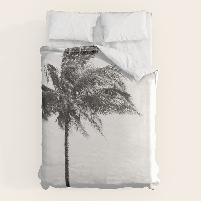 Maui Palm Tree - Black and White Photography Duvet Cover Gallery Image 6