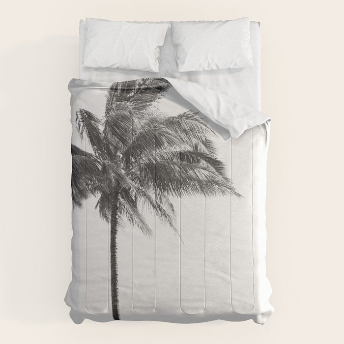 Maui Palm Tree - Black and White Photography Comforter Gallery Image 6