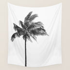 Maui Palm Tree - Black and White Photography Wall Tapestry Gallery Image 4