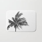 Maui Palm Tree - Black and White Photography Bath Mat Gallery Image 1