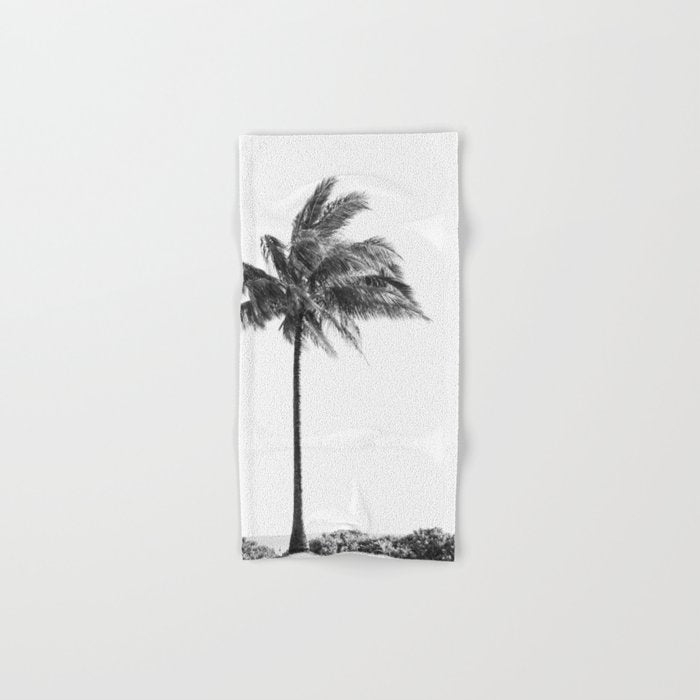 Maui Palm Tree - Black and White Photography Bath Towel Gallery Image 1