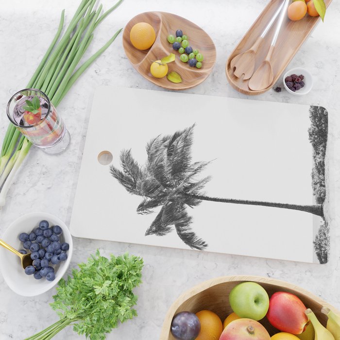 Maui Palm Tree - Black and White Photography Cutting Board Gallery Image 2