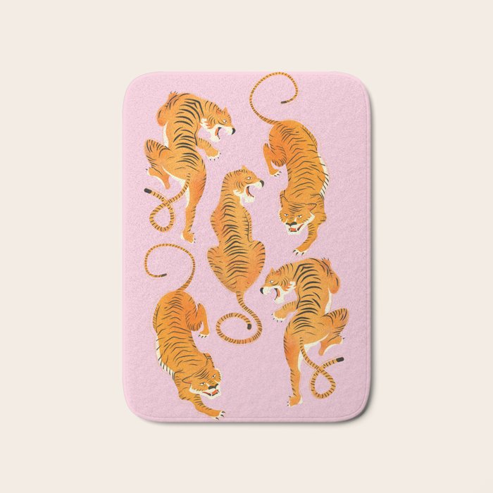 Three fierce tigers Bath Mat Gallery Image 1