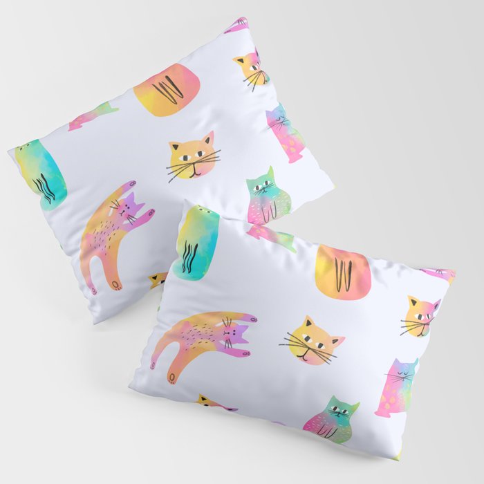 Rainbow Cats Pastel Pillow Sham Gallery Image 3