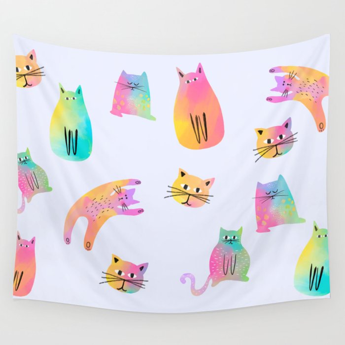 Rainbow Cats Pastel Wall Tapestry Gallery Image 4