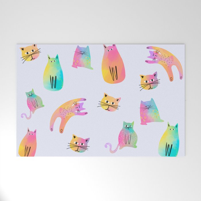 Rainbow Cats Pastel Welcome Mat Gallery Image 1