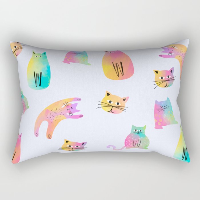 Rainbow Cats Pastel Rectangular Pillow Gallery Image 2