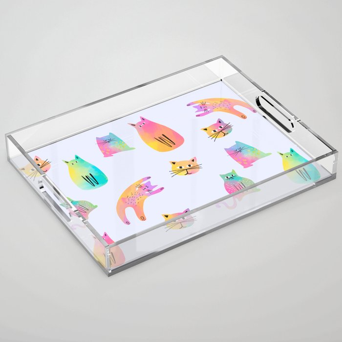Rainbow Cats Pastel Acrylic Tray Gallery Image 1