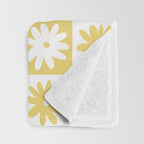 Yellow And White Checkered Flower Pattern Throw Blanket Gallery Image 3