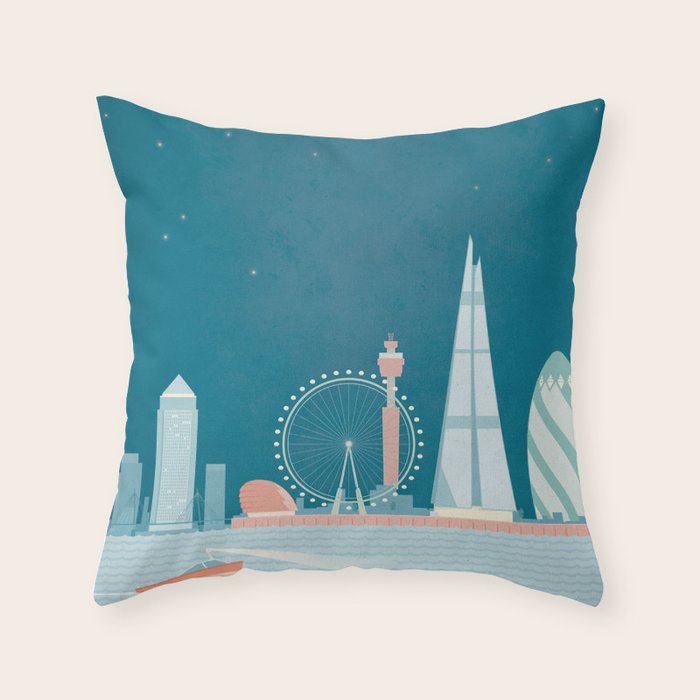 Vintage London Travel Poster Throw Pillow Gallery Image 6