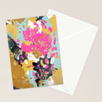 Laurel - Abstract painting in a free style with bold colors gold, navy, pink, blush, white, turquois Stationery Card Gallery Image 2