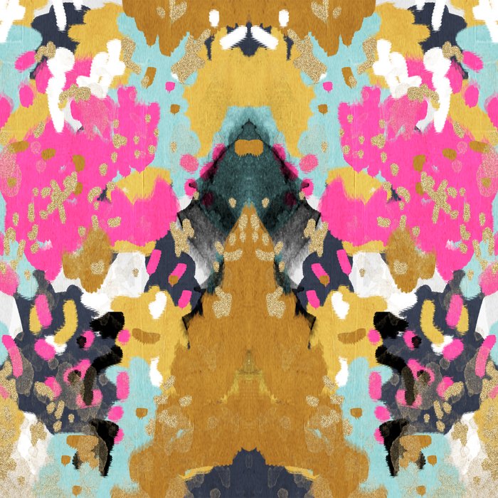 Laurel - Abstract painting in a free style with bold colors gold, navy, pink, blush, white, turquois Coffee Mug Gallery Image 2