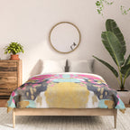 Laurel - Abstract painting in a free style with bold colors gold, navy, pink, blush, white, turquois Comforter Gallery Image 3
