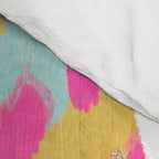 Laurel - Abstract painting in a free style with bold colors gold, navy, pink, blush, white, turquois Comforter Gallery Image 4