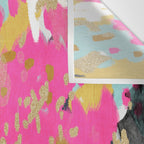 Laurel - Abstract painting in a free style with bold colors gold, navy, pink, blush, white, turquois Wall Tapestry Gallery Image 3