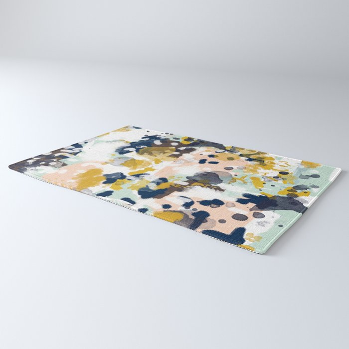 Sloane - Abstract painting in modern fresh colors navy, mint, blush, cream, white, and gold Rug Gallery Image 3