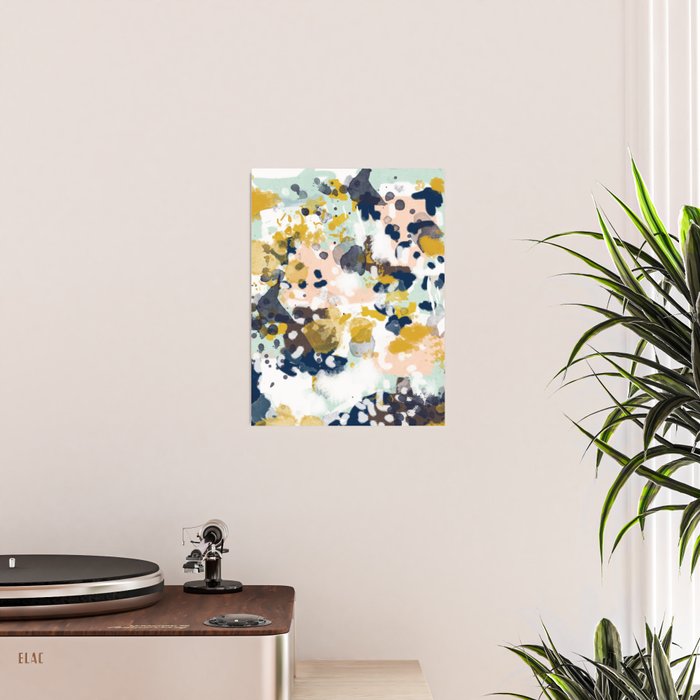 Sloane - Abstract painting in modern fresh colors navy, mint, blush, cream, white, and gold Poster Gallery Image 2