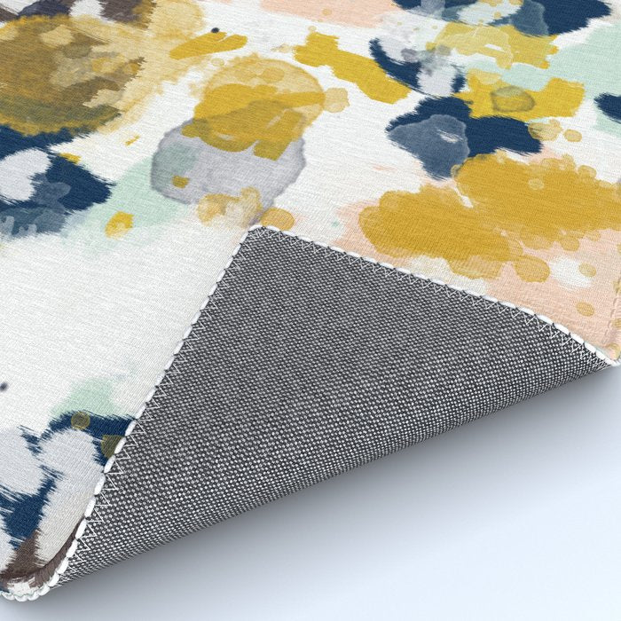Sloane - Abstract painting in modern fresh colors navy, mint, blush, cream, white, and gold Rug Gallery Image 4